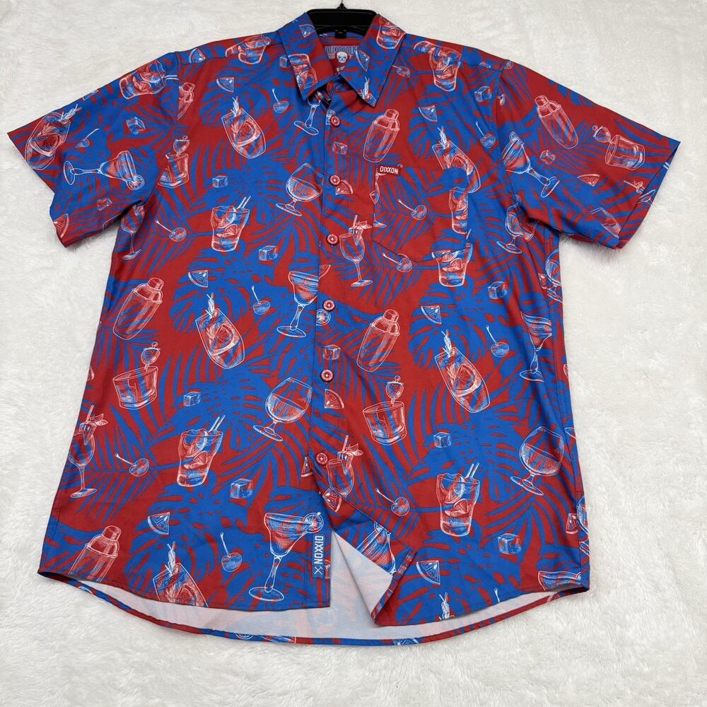 Dixxon Flannel Company Shirt Mens M Blue Red The Mixer Mixxer Button Drinks
